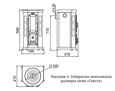 Печь-камин TMF (ТМФ) Статика Секста черная бронза